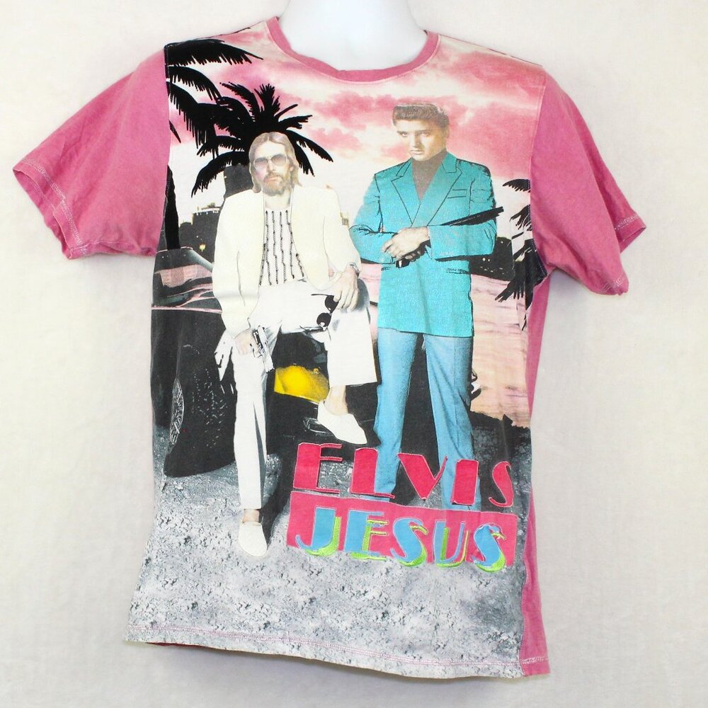 Elvis Jesus Miami Vice Graphic T-Shirt Mens Large